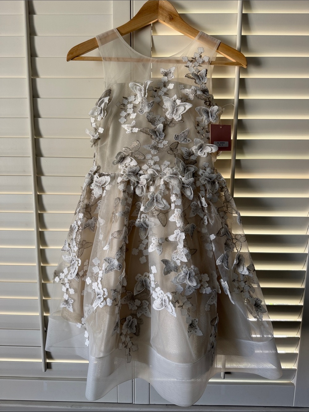 Zoe Ltd Girls Ivory Floral Appliqué Party Dress